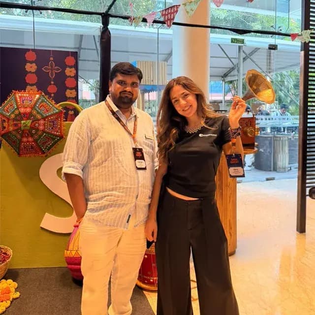 Kishan Mehta with a fellow attendee at Shop Quest 2026 in Bengaluru