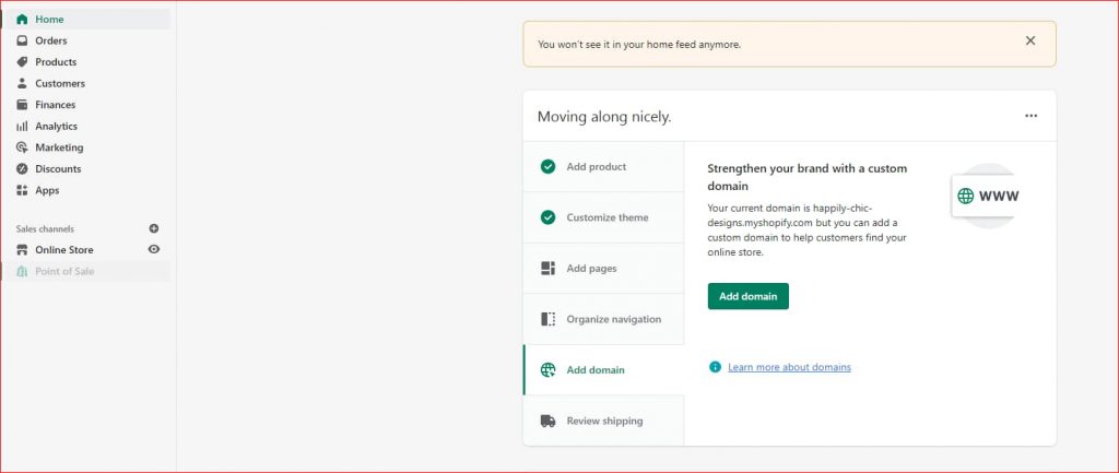 Add Domain Name - Shopify Store