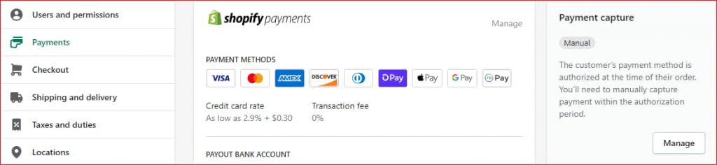 Shopify Payment Setting or Setup