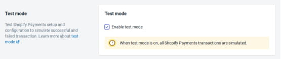 Shopify Store Test Mode