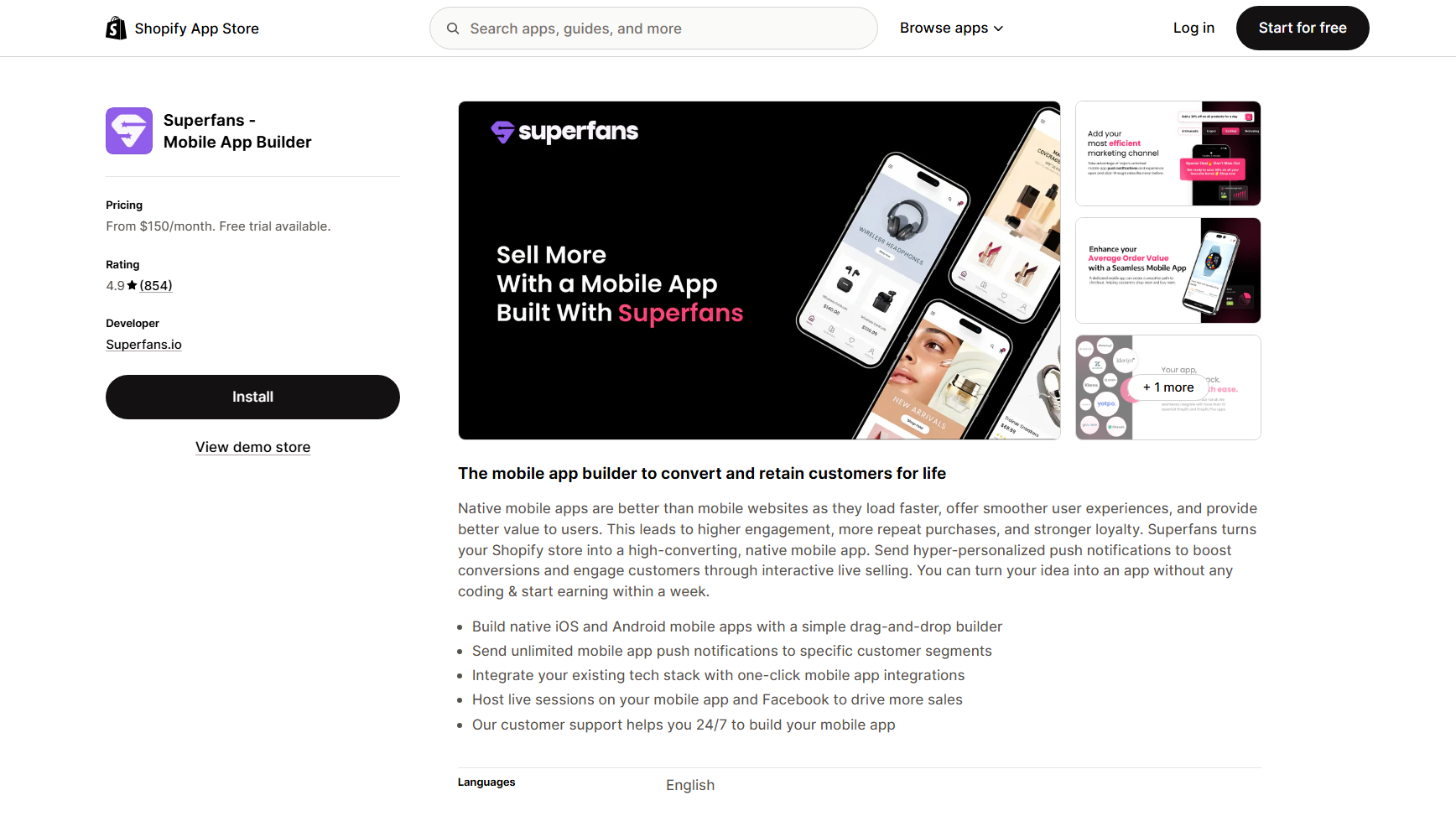 Superfans ‑ Mobile App Builder