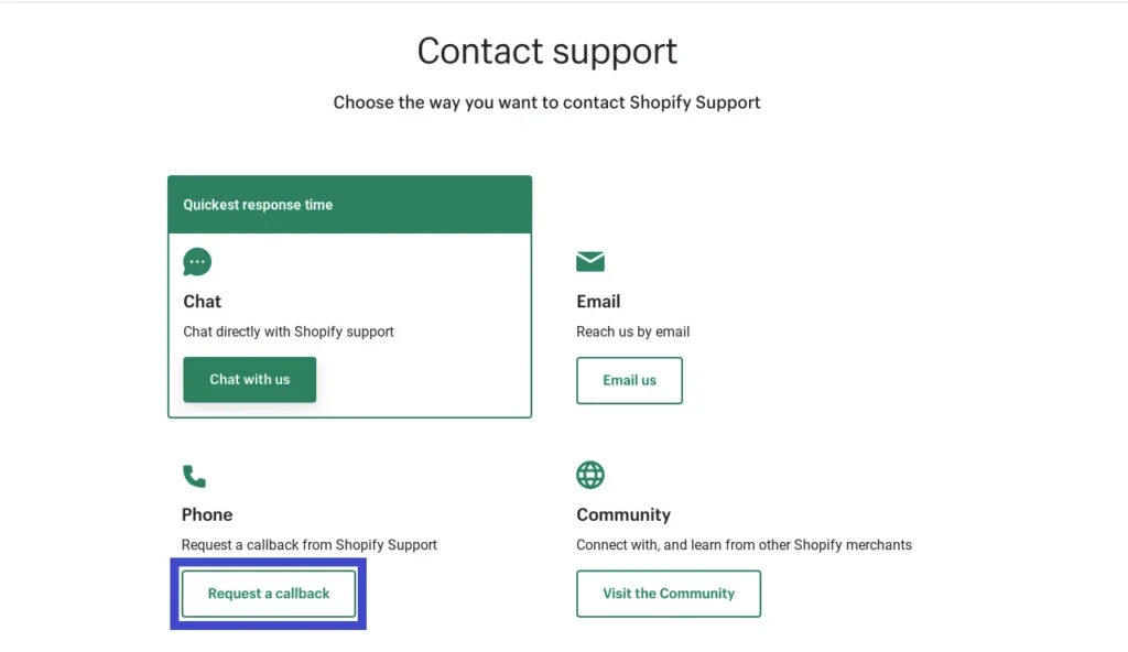 Contact Shopify Support by Phone