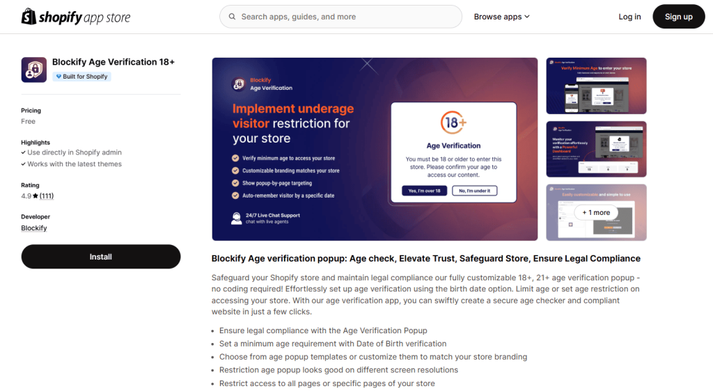 Age Verification Popup