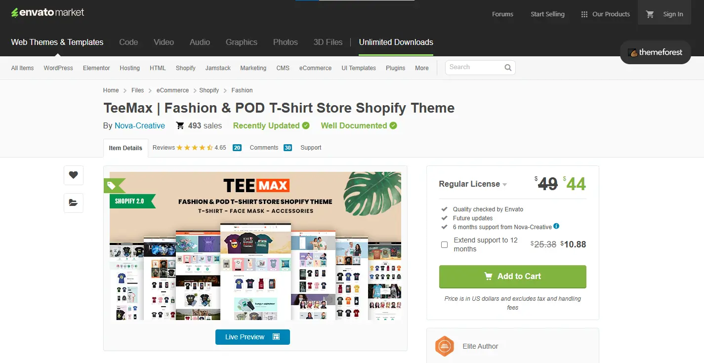 TeeMax Fashion POD T‑Shirt Store Shopify Theme