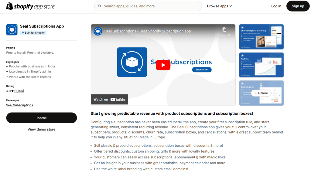 Seal Subscriptions App