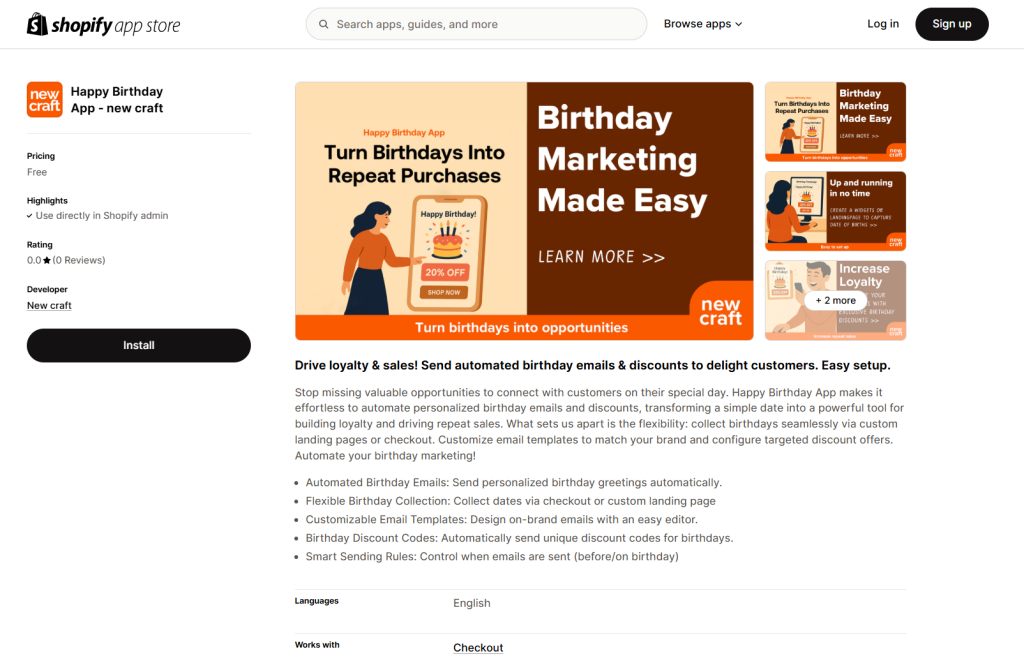 Happy Birthday App ‑ new craft
