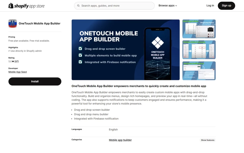 OneTouch Mobile App Builder