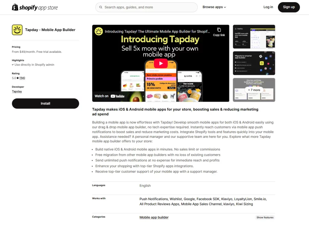 Tapday – Mobile App Builder