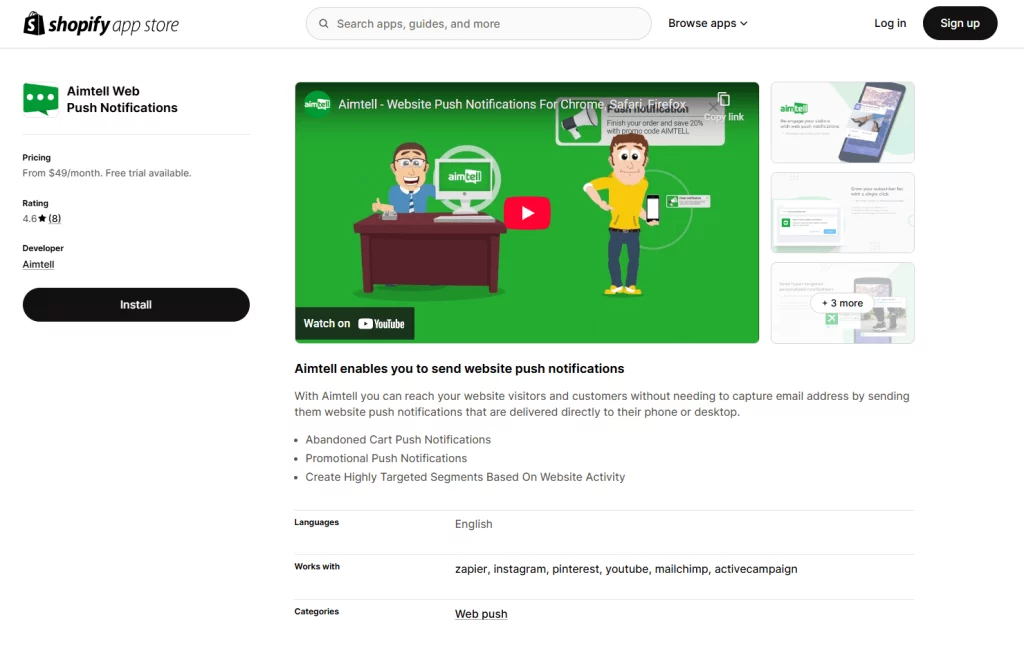 Aimtell Web Push Notifications