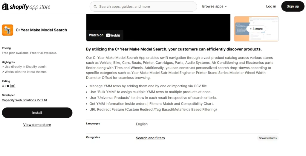 C: Year Make Model Advance Search