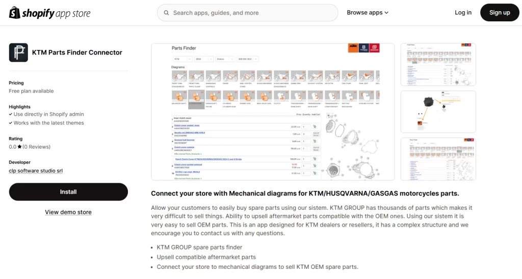 KTM Parts Finder Connector