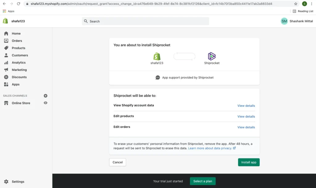 Authorize Shiprocket
