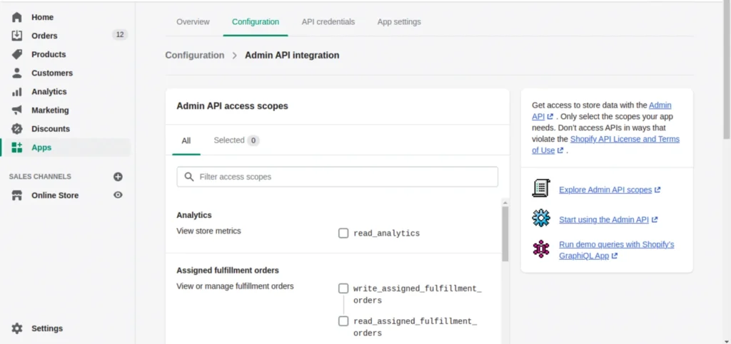 Configure Admin API scopes