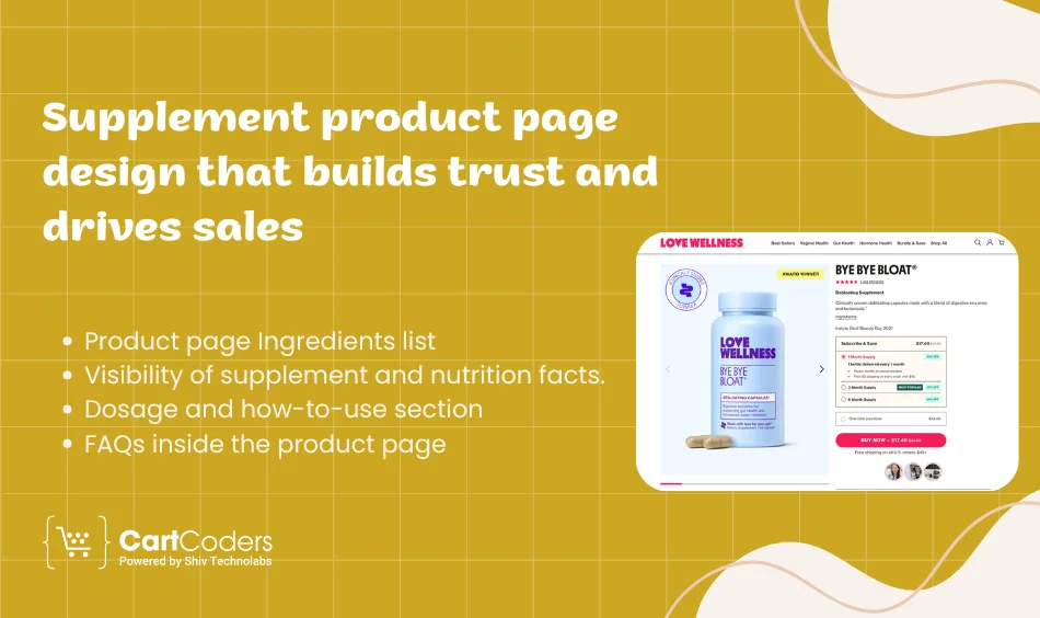 Supplement product page design that builds trust and drives sales