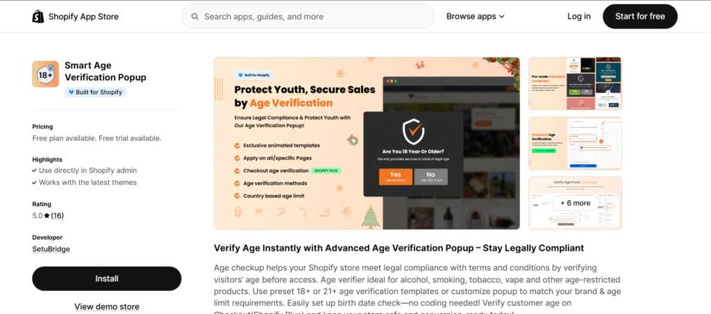 Smart Age Verification Popup
