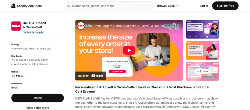 BOLD AI Upsell and Cross Sell