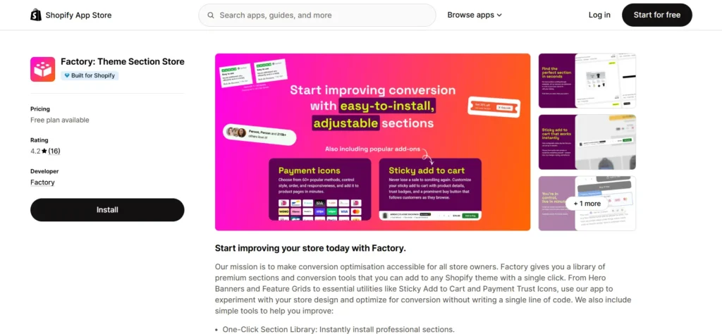 Factory - Theme Section Store