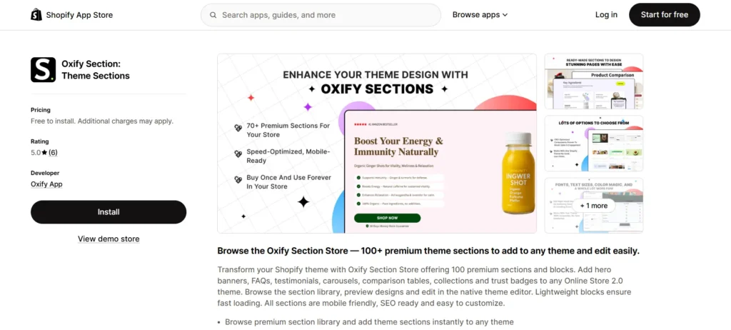 Oxify Section - Theme Sections