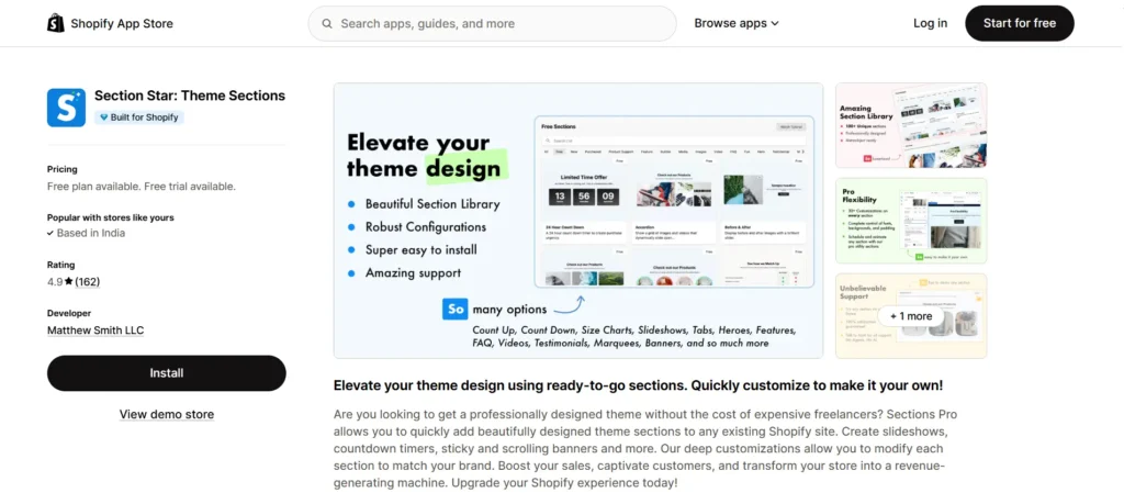 Section Star - Theme Sections