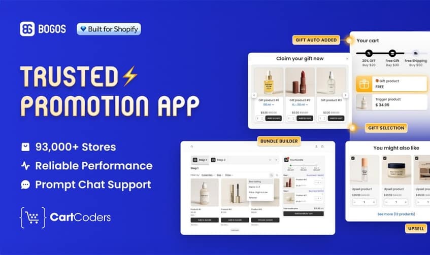 Shopify bundle app supporting Mix and Match, fixed bundles, BOGO, free gifts, and volume discounts